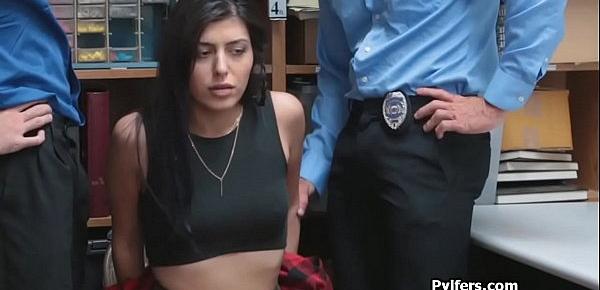  Exotic teen caught and drilled by security guards